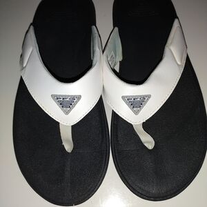 White and Black PFG Flip Flops